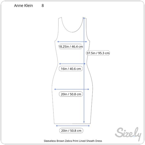 Anne Klein Sleeveless Brown & White Zebra Print Lined Sheath Dress Size 8 - Picture 11 of 11